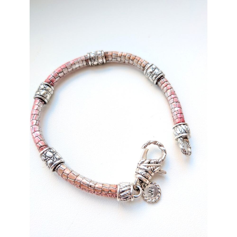 JAI by John Hardy Pink Leather Sterling Silver Bracelet 7.5in - Picture 2 of 6
